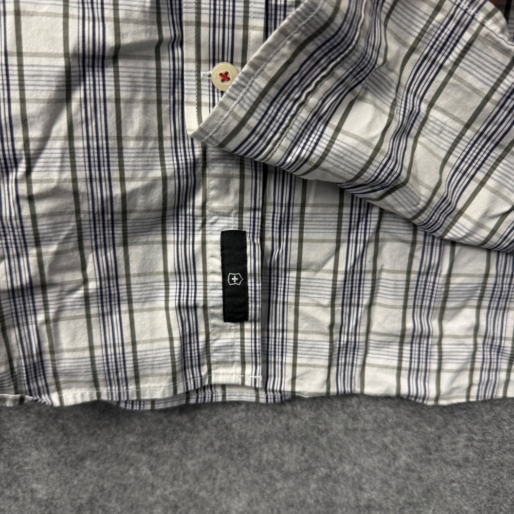 Victorinox Swiss Army Mens Tailored Fit Plaid Button Down Shirt Large Blue White - Picture 6 of 10